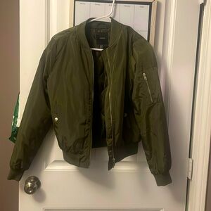 Worn once, army green bomber jacket